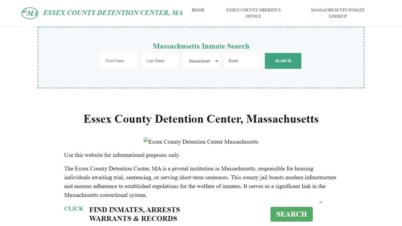 Essex County Detention Center, MA Inmate Roster, Offender Search